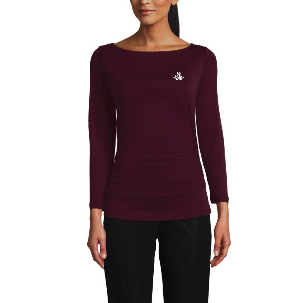 Women 3/4 Sleeve Ruched Waist Top